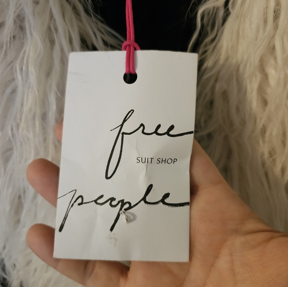 NWT Free People Vegan Midnight Train Duster Jacket Removable Faux Fur Size L - Picture 6 of 11